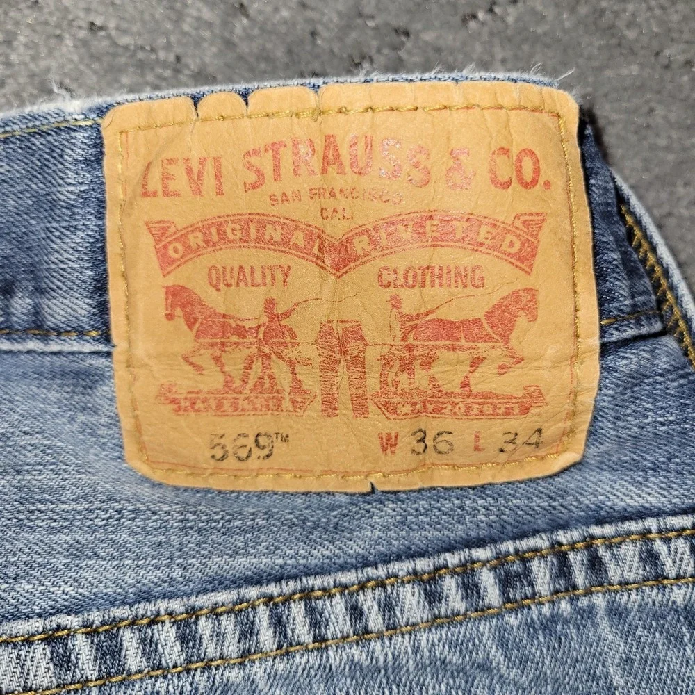 Levis 569 Jeans Mens 36x34 Blue Relaxed Straight Leg Mid Rise Denim